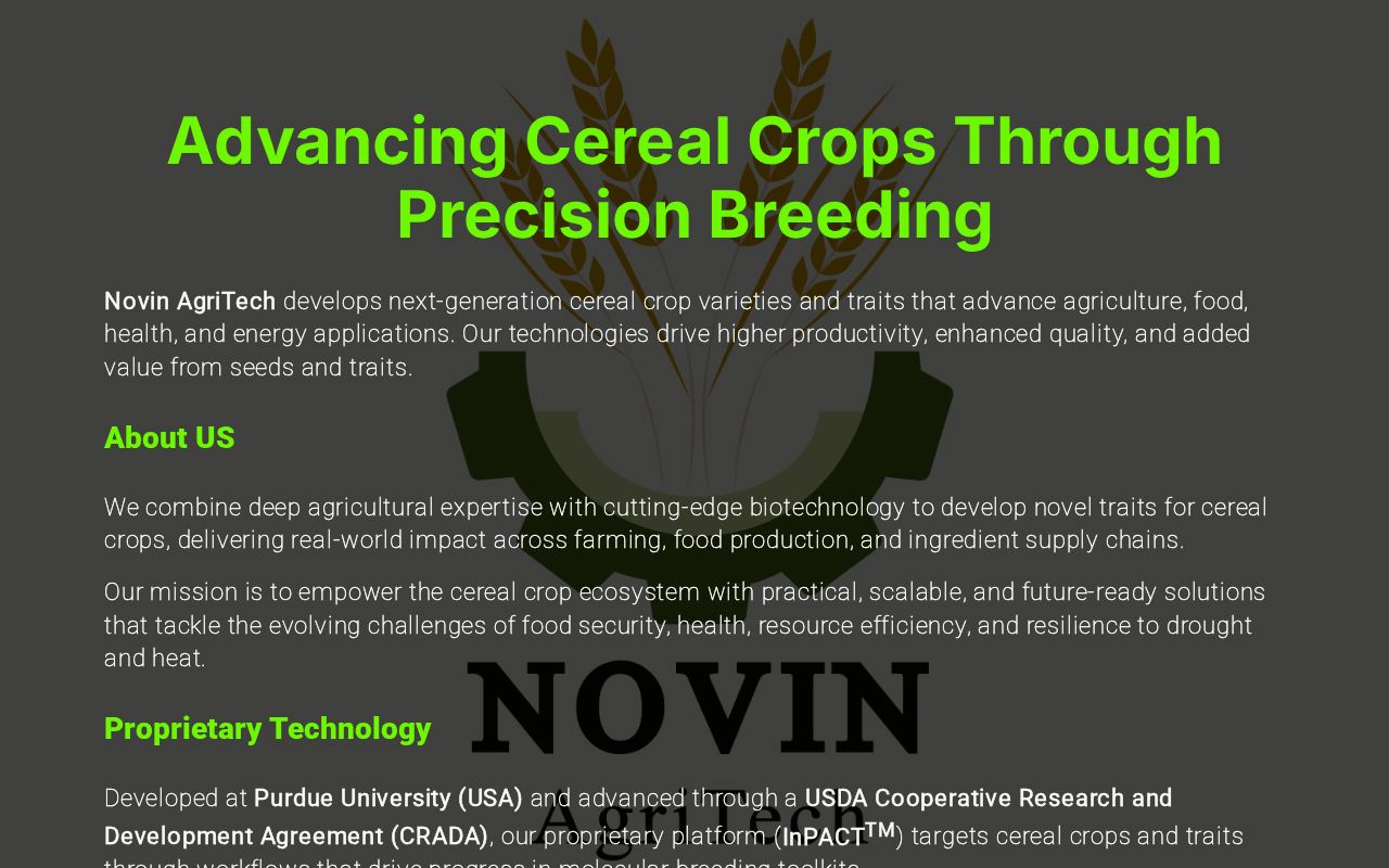 Novin AgriTech Landing page